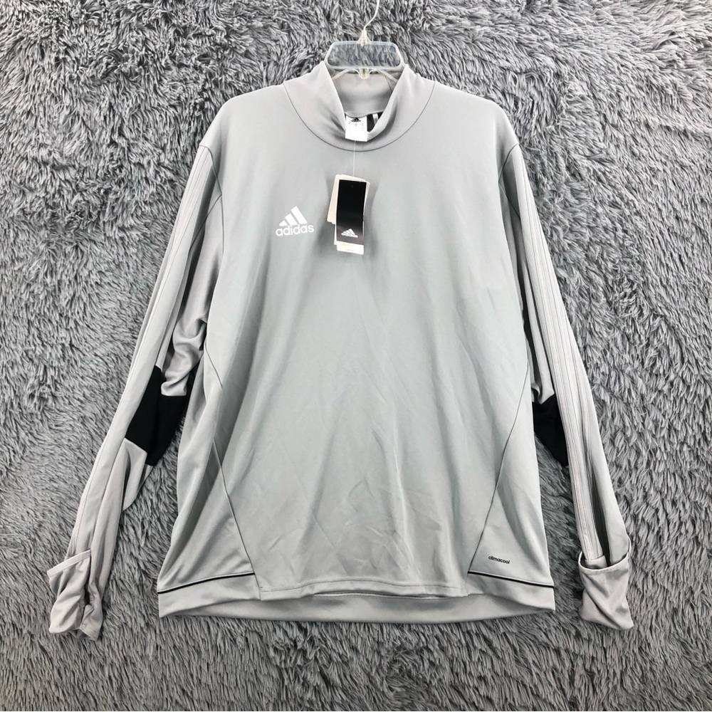 Adidas Shirt Mens XL NWT TIRO17 TRG Top Climacool Thumbholes Stone Black Workout
